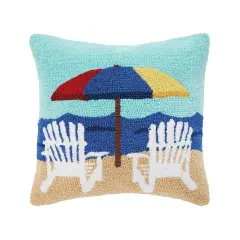 Ocean Adirondacks Hooked Throw Pillow