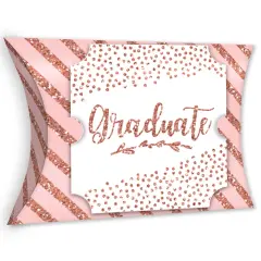 Big Dot of Happiness Rose Gold Grad - Favor Gift Boxes - Graduation Party Large Pillow Boxes - Set of 12