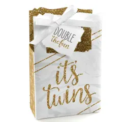 Big Dot of Happiness It's Twins - Gold Twins Baby Shower Favor Boxes - Set of 12