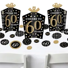 Big Dot of Happiness Adult 60th Birthday - Gold - Birthday Party Decor and Confetti - Terrific Table Centerpiece Kit - Set of 30