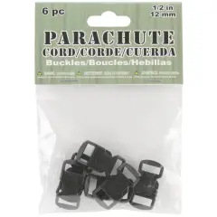 Pepperell Parachute Cord Bracelet Buckles 12mm 6/Pkg-Black