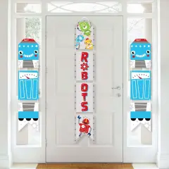 Big Dot of Happiness Gear Up Robots - Hanging Vertical Paper Door Banners - Birthday Party or Baby Shower Wall Decoration Kit - Indoor Door Decor