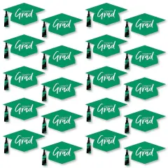 Big Dot of Happiness Green Graduation Hat Decorations - DIY Large Party Essentials - 20 Count