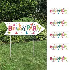 Big Dot of Happiness Cheerful Happy Birthday - Arrow Colorful Birthday Party Direction Signs - Double Sided Outdoor Yard Signs - Set of 6