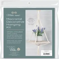 Solid Oak Macrame Decorative Hanging Kit-Hanging Shelf - Square