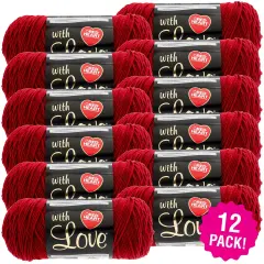 Multipack of 12 - Red Heart With Love Yarn-Berry Red