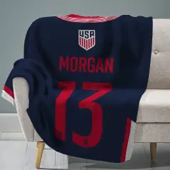 Sleep Squad US Women's Soccer Alex Morgan 60&rdquo; x 80&rdquo; Raschel Plush Jersey Blanket