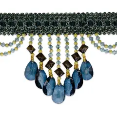 10 yards of Isabella Scalloped Bead Fringe Trim | 10 yard cut Denim