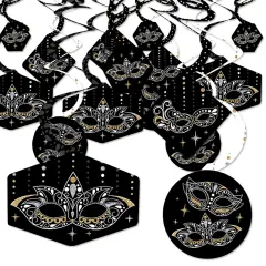 Big Dot of Happiness Masquerade - Carnival Mask Party Hanging Decor - Party Decoration Swirls - Set of 40