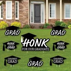 Big Dot of Happiness Honk for Our Graduate Outdoor Decorations - Graduation Yard Signs - Set of 8