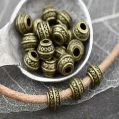 *50* 9x7mmAntique Bronze Large Hole Barrel Beads