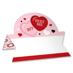 Big Dot of Happiness Conversation Hearts - Valentine&rsquo;s Day Party Tent Buffet Card - Table Setting Name Place Cards - Set of 24