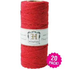 Multipack of 20 - Hemptique Hemp Cord Spool 20lb 205'-Red
