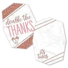 Big Dot of Happiness It's Twin Girls - Shaped Thank You Cards - Pink and Rose Gold Twins Baby Shower Thank You Note Cards with Envelopes - Set of 12