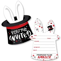 Big Dot of Happiness Ta-Da, Magic Show - Shaped Fill-In Invitations - Magical Birthday Party Invitation Cards with Envelopes - Set of 12