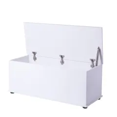Large Storage Toy Box with Soft Closure Lid, Wooden Organizing Furniture Storage Chest White