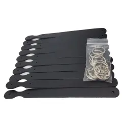 Blank Leather Keychains &ndash; 3/4" Full Grain DIY Kit (10 Pack)-Promotional-Fundraising-Personalized Gifts Black