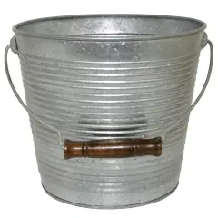 Galvanized Ribbed Bucket Planter - 10"