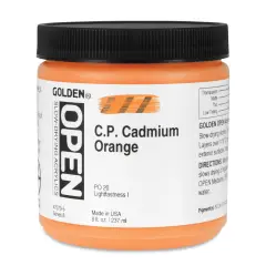 Golden Open Acrylics - Cadmium Orange, 8 oz Jar