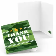 Big Dot of Happiness Camo Hero - Army Military Camouflage Party Thank You Cards (8 count)