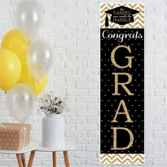 Big Dot of Happiness Gold Graduation Party Door Decoration - Vertical Banner