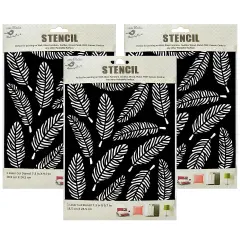 Pack of 3 - Little Birdie Reusable Stencil 7.3"X9.7"-Feathers