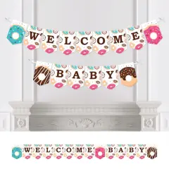 Big Dot of Happiness Donut Worry, Let's Party - Doughnut Party Bunting Banner - Party Decorations - Welcome Baby