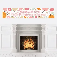 Big Dot of Happiness Girl Little Pumpkin - Fall Baby Shower Decorations Party Banner