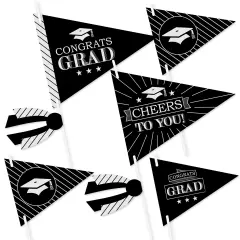 Big Dot of Happiness Graduation Cheers - Triangle Graduation Party Photo Props - Pennant Flag Centerpieces - Set of 20