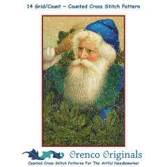 Father Christmas St. Nick Santa In Blue Cap Counted Cross Stitch Pattern