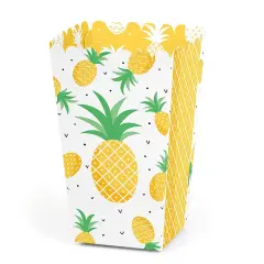 Big Dot of Happiness Tropical Pineapple - Summer Party Favor Popcorn Treat Boxes - Set of 12