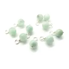 Green Moonstone 6mm Bead Dangles, Small Gemstone Charms, 10 pieces, Adorabilities