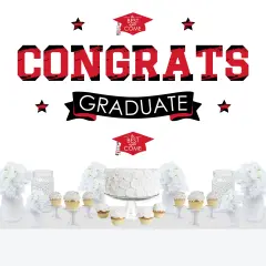 Big Dot of Happiness Red Graduation Party Photo Backdrop - Wall Decals