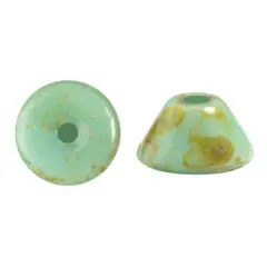 Konos Par Puca&reg; Czech glass bead, Frost Jade Travertin, 10 grams