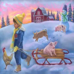 Sunsout Snow Day on the Farm 300 pc Jigsaw Puzzle 35978