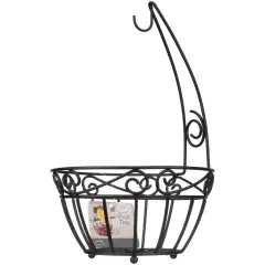 Spectrum Scroll Wire Fruit Bowl Hanger Holder Rack Black Matte Finish