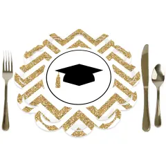 Big Dot of Happiness Tassel Worth The Hassle - Gold - Graduation Party Round Table Decorations - Paper Chargers - Place Setting For 12