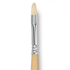 Escoda Clasico Chungking White Bristle Brush - Short Filbert, Long Handle, Size 8