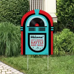 Big Dot of Happiness 50's Sock Hop - Party Decorations - 1950s Rock N Roll Party Welcome Yard Sign