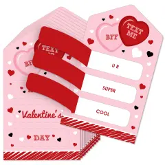 Big Dot of Happiness Conversation Hearts - Valentine's Day Cards for Kids - Happy Valentine's Day Pull Tabs - Set of 12