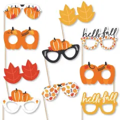 Big Dot of Happiness Fall Pumpkin Glasses - Paper Card Stock Halloween or Thanksgiving Party Photo Booth Props Kit - 10 Count
