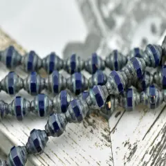 *19* 7x6mm Navy Blue Travertine Mini Turbine Beads