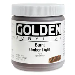 Golden Heavy Body Artist Acrylics - Burnt Umber Light, 8 oz jar
