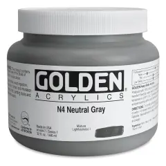 Golden Heavy Body Artist Acrylics - Neutral Gray N4, 32 oz Jar