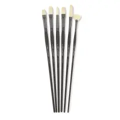 Richeson Grey Matters Brush Set - Bristle Oil Brushes, Long Handle, Set of 6