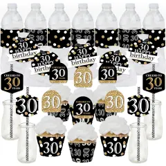 Big Dot of Happiness Adult 30th Birthday - Gold - Birthday Party Favors and Cupcake Kit - Fabulous Favor Party Pack - 100 Pieces