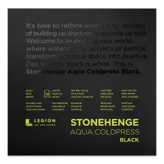 Legion Stonehenge Aqua Black Watercolor Paper Pad - 10" x 10", Cold Press, 15 Sheets