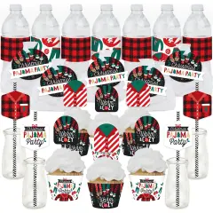 Big Dot of Happiness Christmas Pajamas - Holiday Plaid PJ Party Favors and Cupcake Kit - Fabulous Favor Party Pack - 100 Pieces