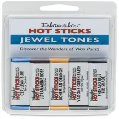 Enkaustikos Hot Sticks Encaustic Paints - Set of 5, Jewel Tone Colors, 13 ml sticks