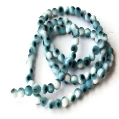 4mm White and Blue Evil Eye Round Glass Beads